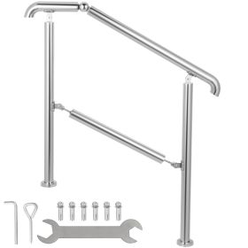 Stainless Steel Transitional Handrail fit for Level Surface and 2 to 3 Adjustable Stair Indoor Outdoor Step Railings 441lb Capacity with Installa