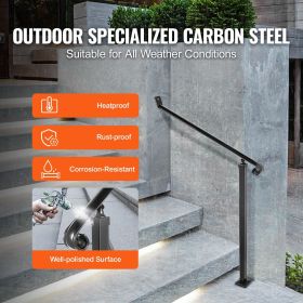 Handrails for Outdoor Steps 2-3 Step Railings Wrought Iron Handrail Stair Railings for Steps Black Iron Railings for Steps Wall and Floor Mounted