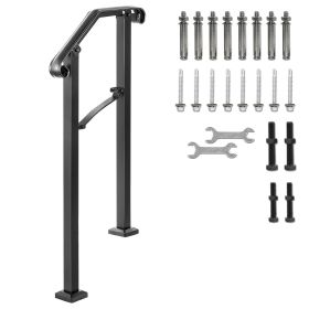 Handrails for Outdoor Steps, Fit 1 or 2 Steps Outdoor Stair Railing, Arch#1 Wrought Iron Handrail, Flexible Porch Railing