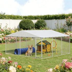 Outdoor kennel, dog house, dog cage, silver (Color: Silver)